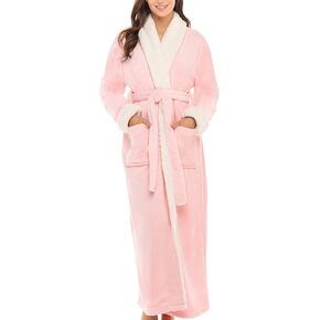 Alexander Del Rossa Women's Plush Sherpa Robe, Long Cozy Warm Bathrobe
