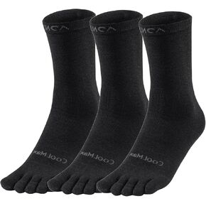 OrrinSports Toe Socks Liner Crew Socks for Men Women Coolmax Five Finger Socks 3 Pairs Running Socks