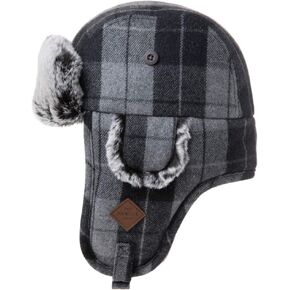 Jeff & Aimy Stylish Plaid Winter Wool Trapper Faux Fur Earflap Hunting Hat Ushanka Russian Cold Weather Thick Lined 55-61CM