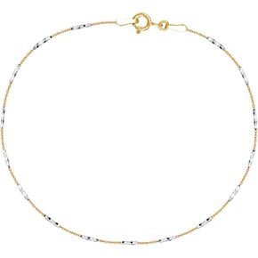 Ritastephens Italian Sterling Silver Two Tone Mini Diamond-cut Bar Link Cable Chain Anklet, 10"