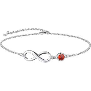 Suplight 925 Stelring Silver Infinity Birthstone Anklet, Dainty Foot Chain Crytal Anklet Bracelets for Women Girls (with Gift Box) in Saudi Arabia
