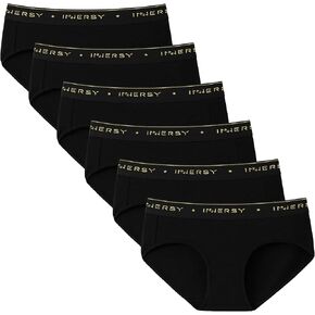 INNERSY Womens Underwear Cotton Hipster Panties Mid Rise Briefs Wide Waistband Pack of 6 in Kuwait