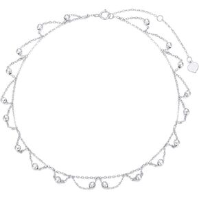 SISGEM 14k Gold Dangling Diamond-cut Bead Anklet for Women, Real Gold Ball Station Jewelry Ankle Bracelet Gifts for Her, 9.0-10.5 Inch