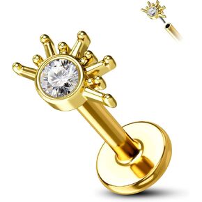 COCHARM 14K Solid Gold Cartilage Earring Stud 16g Yellow Gold Flat Back Helix Stud 14K Gold Push in Tragus Earring Stud Threadless Labret Stud Labret Rings in Kuwait
