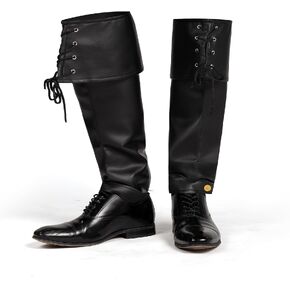 Spooktacular Creations Black Pirate Boot Covers, Medieval and Renaissance Faux Leather Boot Cover with Cuffs, Over The Shoe Knee Boot Cover for Men, Boys, Halloween Costume Accessory in Saudi Arabia