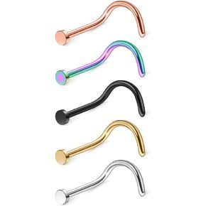 Ruifan 20G 18G 316L الجراحية الصلب الأنف مسمار الدائري الإعصار مسامير مع 2 مللي متر شقة أعلى ثقب المجوهرات 2-6 قطعة in Saudi Arabia