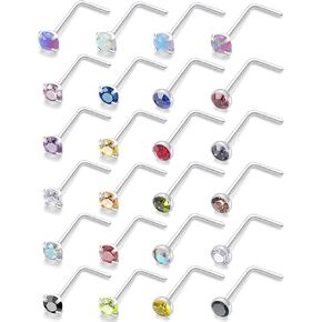 Lsnevsie 18G 20G 22G Stainless Steel Opal Nose Rings Studs for Women Men Nose Piercing Jewelry Top Diamond 1.5mm 2mm 2.5mm 3mm