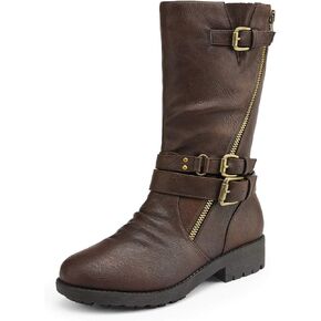 DREAM PAIRS Girls Buckle Zipper Knee High Winter Boots