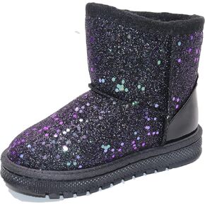 Elcssuy Girls Glitter Snow Boots Toddler/Little Girls Warm Winter Sequin Comfy Cute Durable Outdoor Sparkle Princess Ankle Boots
