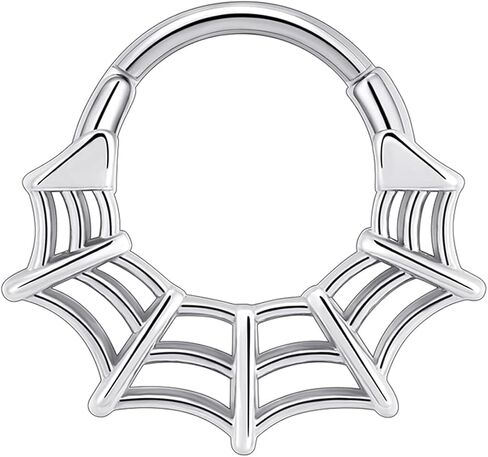 Beautidots 16G Septum Ring for Women Men 316L Surgical Stainless Steel Cute Spider and Cobweb Nose Ring Seamless Hinged Septum Clicker Daith Earrings Rook Helix Tragus Cartilage Piercing Jewelry in Kuwait