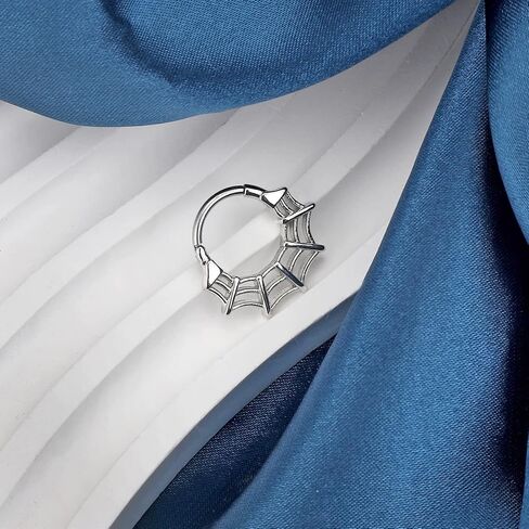 Beautidots 16G Septum Ring for Women Men 316L Surgical Stainless Steel Cute Spider and Cobweb Nose Ring Seamless Hinged Septum Clicker Daith Earrings Rook Helix Tragus Cartilage Piercing Jewelry in Kuwait