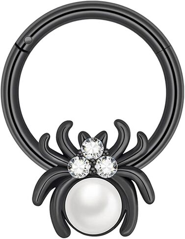 Beautidots 16G Septum Ring for Women Men 316L Surgical Stainless Steel Cute Spider and Cobweb Nose Ring Seamless Hinged Septum Clicker Daith Earrings Rook Helix Tragus Cartilage Piercing Jewelry in Kuwait