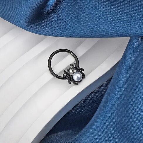 Beautidots 16G Septum Ring for Women Men 316L Surgical Stainless Steel Cute Spider and Cobweb Nose Ring Seamless Hinged Septum Clicker Daith Earrings Rook Helix Tragus Cartilage Piercing Jewelry in Kuwait
