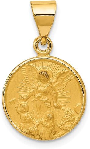 Diamond2Deal 18k Yellow Gold 18k Guardian Angel Medal Pendant Fine Jewelry for Women (L- 22.5 mm W- 13.75 mm) in Saudi Arabia