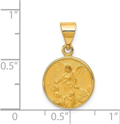 Diamond2Deal 18k Yellow Gold 18k Guardian Angel Medal Pendant Fine Jewelry for Women (L- 22.5 mm W- 13.75 mm) in Saudi Arabia