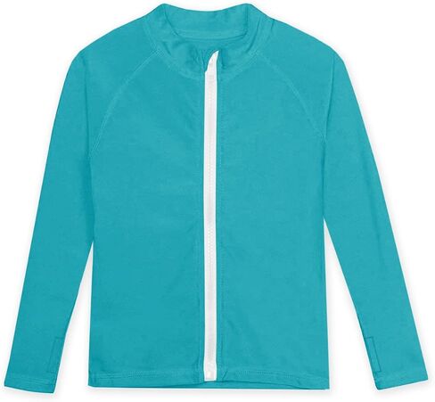 AOBUTE Unisex Kids Zipper Rash Guard Boys UPF 50+ UV Protection Sun Shirt with Thumb Hole 3-12 Years in Kuwait