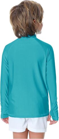 AOBUTE Unisex Kids Zipper Rash Guard Boys UPF 50+ UV Protection Sun Shirt with Thumb Hole 3-12 Years in Kuwait