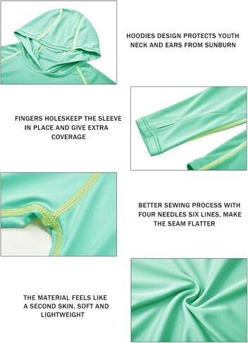 Boys Grils Long Sleeve Sun Shirts UPF50+ Hoodie Thumbhole Rash Guard Quick Dry Atheltic Hiking Workout Water Playing in Kuwait