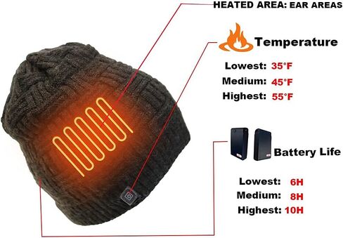 HIVE TechWear Electric Winter Heated Beanie Hat with Rechargeable Battery, Heated Hat for Men Women Knitted Slate Grey in Saudi Arabia