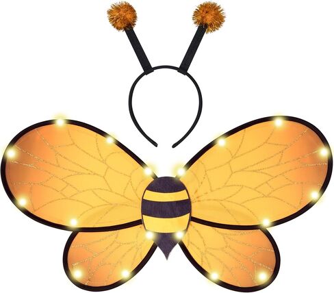 Spooktacular Creations أسود أصفر بامبل بي وينجز زي إكسسوارات، تضيء أجنحة نحل العسل وهوائي النحل مجموعة عصابة رأس للنساء والفتيات، هدايا حفلات الهالوين التنكرية in Saudi Arabia