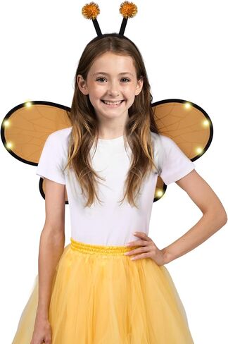 Spooktacular Creations أسود أصفر بامبل بي وينجز زي إكسسوارات، تضيء أجنحة نحل العسل وهوائي النحل مجموعة عصابة رأس للنساء والفتيات، هدايا حفلات الهالوين التنكرية in Saudi Arabia