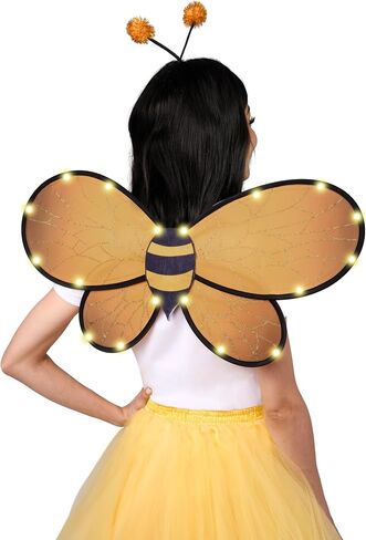 Spooktacular Creations أسود أصفر بامبل بي وينجز زي إكسسوارات، تضيء أجنحة نحل العسل وهوائي النحل مجموعة عصابة رأس للنساء والفتيات، هدايا حفلات الهالوين التنكرية in Saudi Arabia