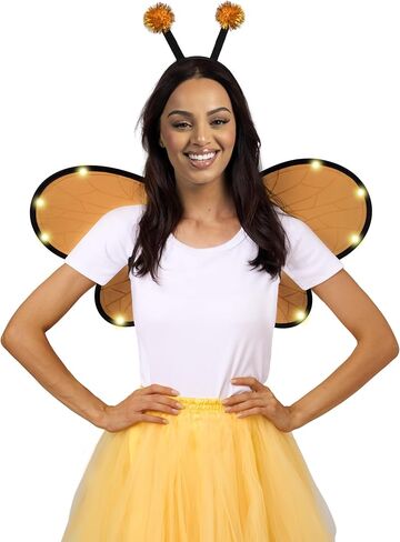 Spooktacular Creations أسود أصفر بامبل بي وينجز زي إكسسوارات، تضيء أجنحة نحل العسل وهوائي النحل مجموعة عصابة رأس للنساء والفتيات، هدايا حفلات الهالوين التنكرية in Saudi Arabia