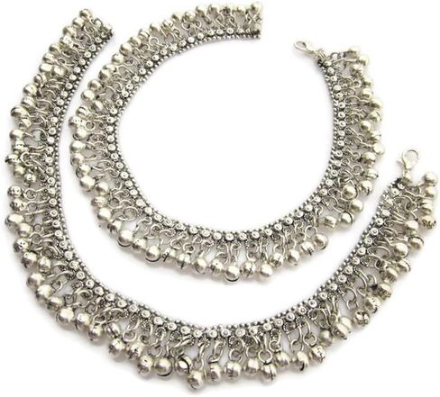 انديا ستوب زوج خلخال عصري للنساء | سوار للكاحل وصنادل بيرفوت | مجوهرات للمهرجانات البوهيمية العتيقة القبلية الغجرية الهبي بوليوود بوهو شيك ستايل | تعليقة جرس جلجل مصنوعة يدويًا in Kuwait