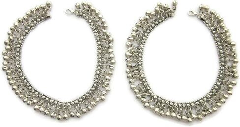 انديا ستوب زوج خلخال عصري للنساء | سوار للكاحل وصنادل بيرفوت | مجوهرات للمهرجانات البوهيمية العتيقة القبلية الغجرية الهبي بوليوود بوهو شيك ستايل | تعليقة جرس جلجل مصنوعة يدويًا in Kuwait