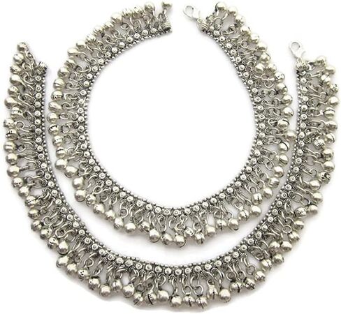 انديا ستوب زوج خلخال عصري للنساء | سوار للكاحل وصنادل بيرفوت | مجوهرات للمهرجانات البوهيمية العتيقة القبلية الغجرية الهبي بوليوود بوهو شيك ستايل | تعليقة جرس جلجل مصنوعة يدويًا in Kuwait