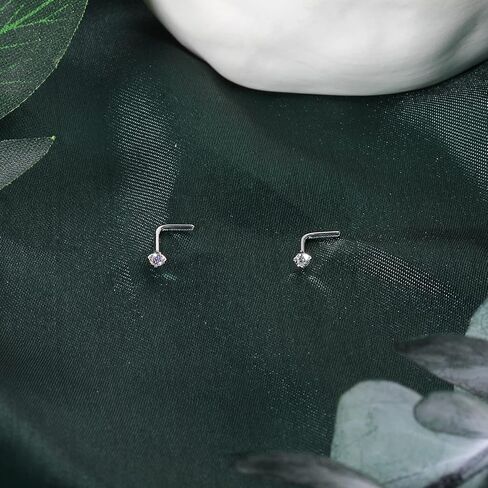 BodyAce 18K White Gold Nose Rings for Women Men, 20g Real Solid 18k Nose Rings Studs, Simulated Diamond Nose Piercing Jewelry 1.5mm 2mm 3mm in Kuwait