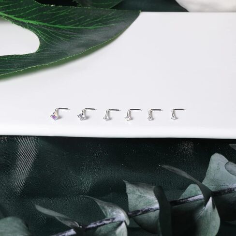 BodyAce 18K White Gold Nose Rings for Women Men, 20g Real Solid 18k Nose Rings Studs, Simulated Diamond Nose Piercing Jewelry 1.5mm 2mm 3mm in Kuwait