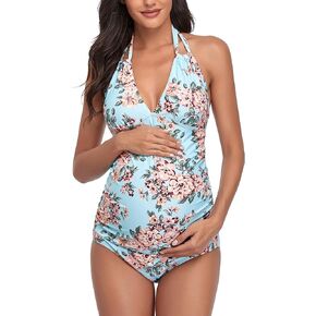 SUMMERSUNSHINE Maternity One Piece Halter Swimwear Pregnancy V-Neck Bathing Suit Maternity Beach Wear Bikini