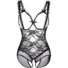 ALOECDYV Women Sexy Lingerie Nightwear - One-Piece Bodysuit Nightie Plus Size, Black