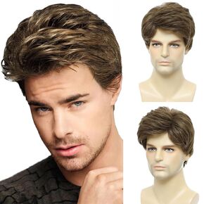 Ken Wig, Mens Blonde Wigs,Natural Short Straight Hair Synthetic Full Wig for Man Men Guy Cosplay Anime Party Costume Anime Men's Wig