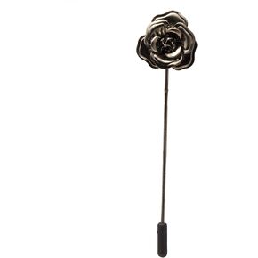 A N KINGPiiN Lapel Pin for Men Formal Black Metalic Flower Metal Brooch Costume Pin Shirt Studs Men's Accessories in Kuwait