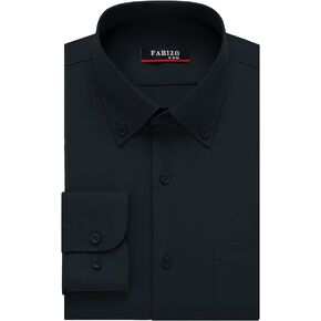 FAHIZO Men's Dress Shirt Regular Fit Soild Casual Business Formal Long Sleeve Button Down Shirts with Pocket
