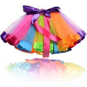 TWINKLEDE Women's Ballet Tulle Tutu Skirt Layered Rainbow Tutu Skirts Ribbon Party Dance Skirt for Women and Girls