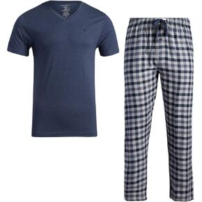 Lucky Brand Men's Pajama Set - 2 Piece Long Sleeve Crew Neck and Flannel Lounge Pants