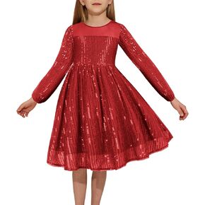 Danna Belle Girl Sequin Party Dress Long Sleeve A-Line Sparkle Mesh Dresses 5-12Y in Kuwait