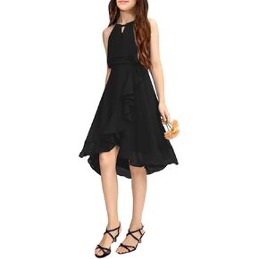 Galawaqe Kids A-Line Halter Neck Chiffon Junior Bridesmaid Dresses Fancy Girl Dress Wedding Elegant Party Gown 5-14 Years
