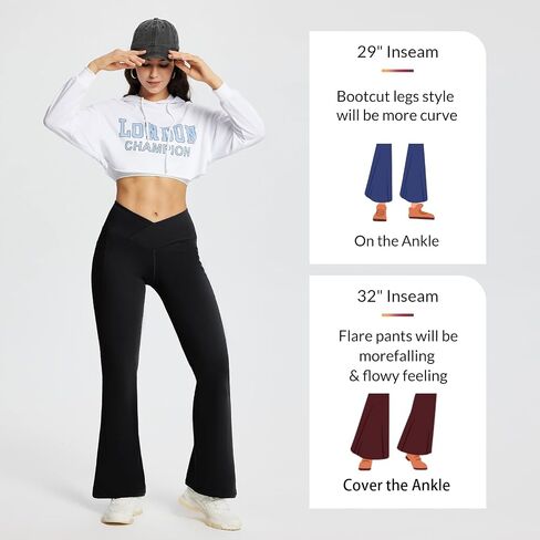 BALEAF Flare Leggings for Women Bootcut Yoga Pants Crossover High Waist Workout Casual Trendy Pants with Pockets Black 29'''' Large in Saudi Arabia
