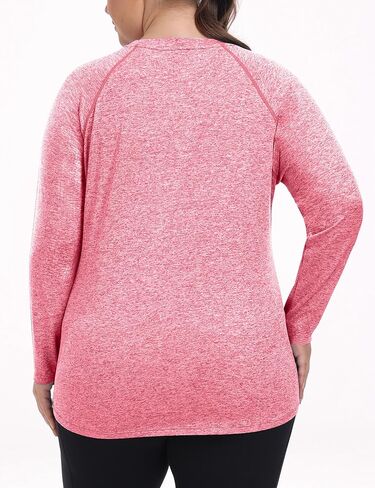 COOTRY Plus Size Workout Tops for Women Long Sleeve Shirts Breathable Moisture Wicking Athletic Gym Yoga Clothing in Kuwait