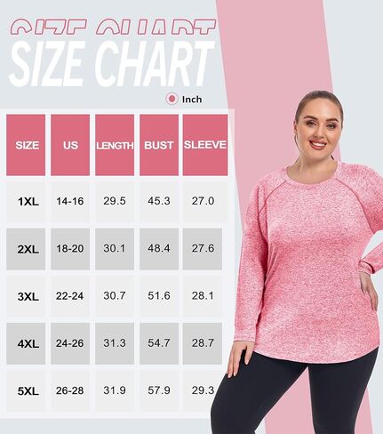 COOTRY Plus Size Workout Tops for Women Long Sleeve Shirts Breathable Moisture Wicking Athletic Gym Yoga Clothing in Kuwait