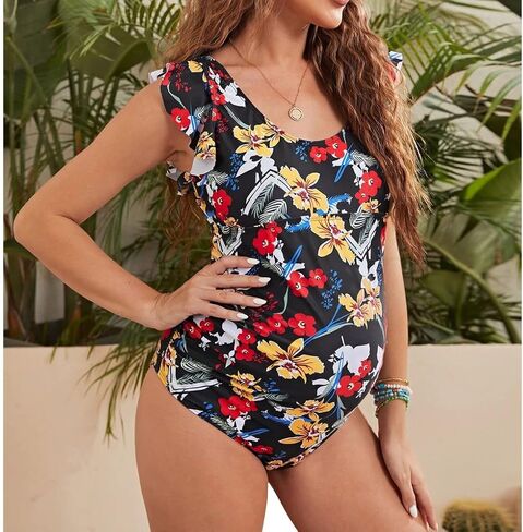 COLOMI Maternity Swimsuits One Piece Pregnancy Swimwear Beach Maternity Bikini in Saudi Arabia