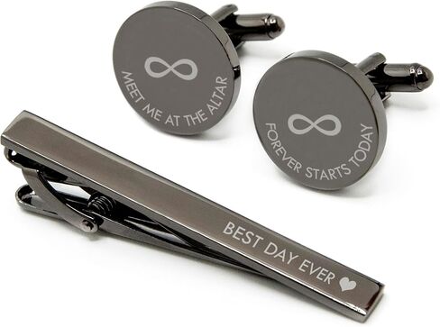 MUUJEE Engraved Cufflinks & Tie Clip in Kuwait