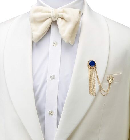A N KINGPiiN Lapel Pin for Men Enamel with Hanging Chains and Honorary Gold Coin Detailing Brooch Suit Stud, Shirt Studs Men's Accessories (Gold-Blue) in Saudi Arabia