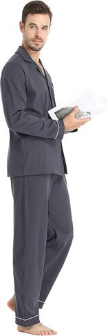 طقم بيجامة رجالي ملابس نوم قطنية للرجال بيجامة للرجال بأكمام طويلة طقم بيجامة علوي وسفلي in Kuwait