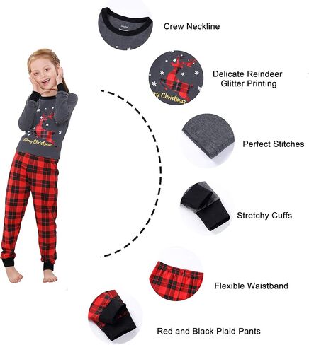 Benaive Matching Family Christmas Pajamas Set Boys Girls Holiday Pjs for Women Men Sleepwear in Kuwait