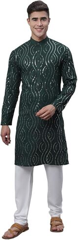 Sojanya (Since 1958, Men's Pure Cotton Grey Designer Kurta and White Churidar Pyjama Set in Kuwait